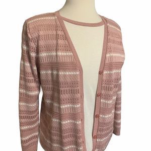 Alfred Dunner Cardigan Sweater w/shell attached